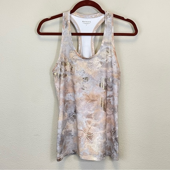 Athleta Gold Marble Print Shanti Gilded Racerback Tank Size Small - Picture 3 of 9